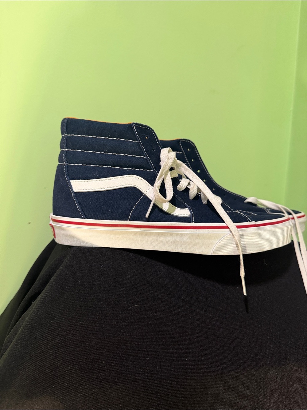 Sk8 Vans Navy, White, Red Stripe unisex m8 w9.5